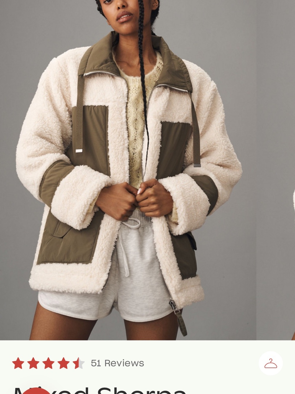 Pilcro by Anthropologie Mixed Sherpa Anorak Jacket